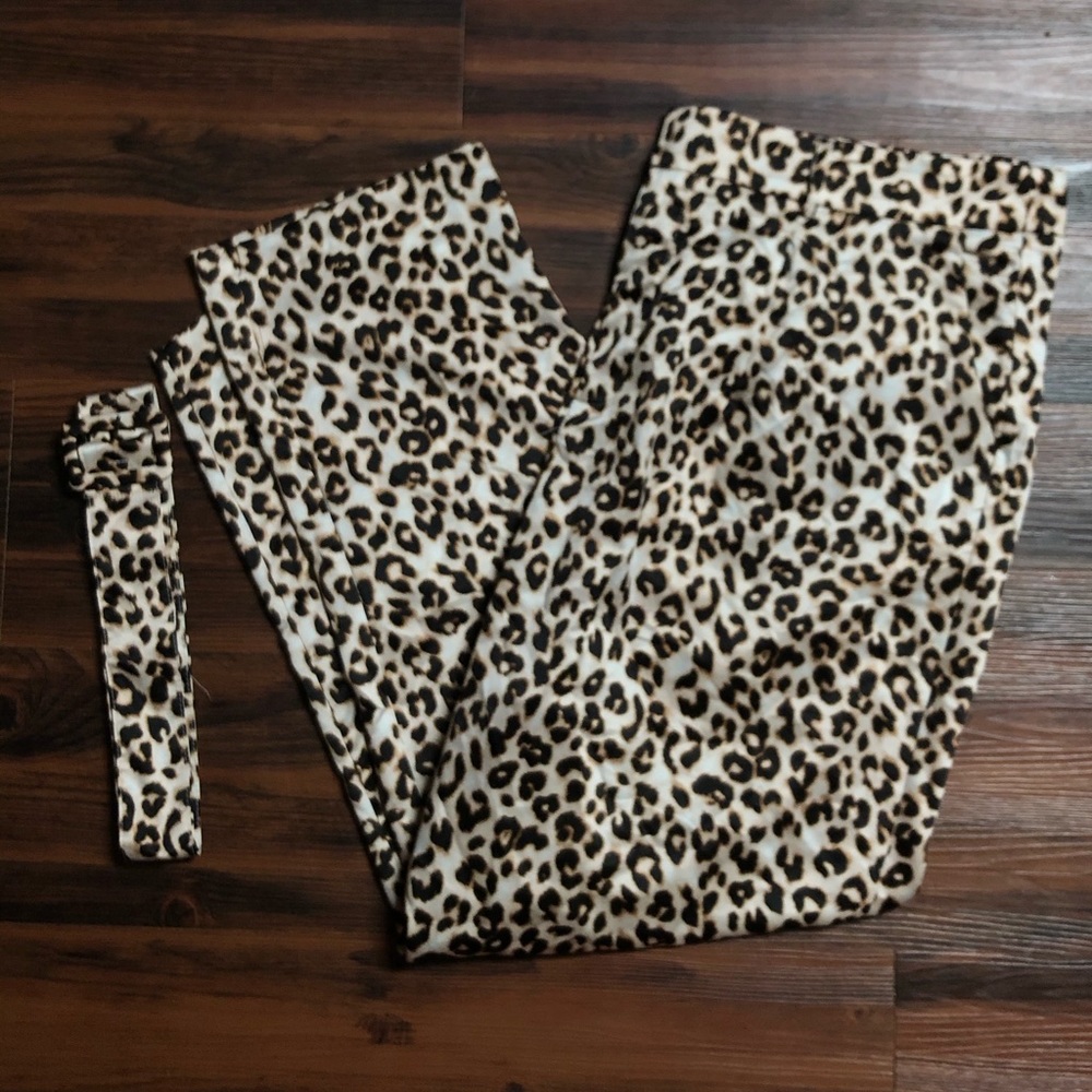 Silky feel straight leg leopard pants